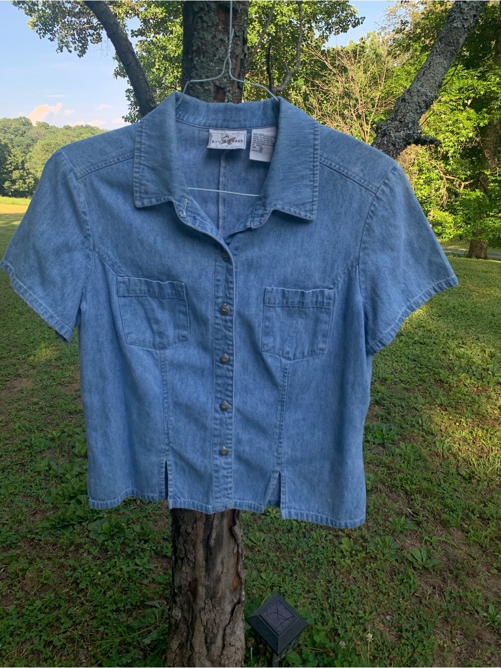Denim Studio Ease Blouse Blue Women's Size 10 100% Cotton